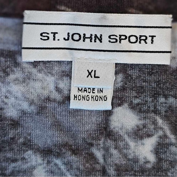 St. John Top Tie Dye V Neck Womens Size XL T-Shirt Short Sleeve Brown Gray - Picture 2 of 6